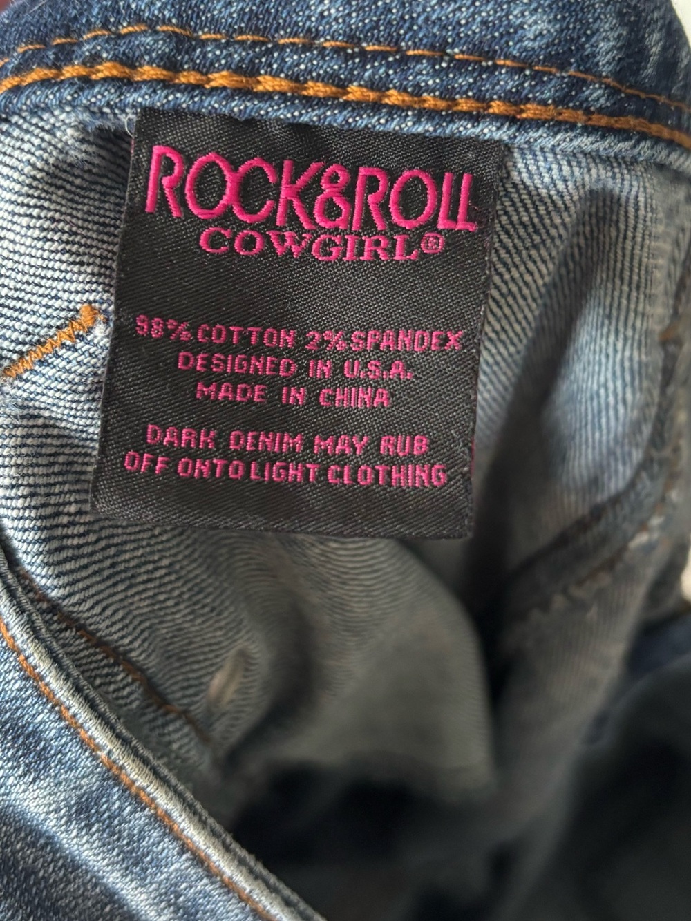 Rock & Roll Denim Front Seam High Rise Trouser Medium Wash Jean Wide Leg Bootcut - Picture 12 of 13